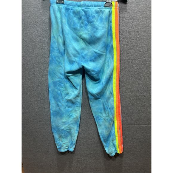 Aviator Nation Hand Dyed 5 Stripe Joggers Tie Dye Neon Blue Womens Size M - Picture 5 of 15